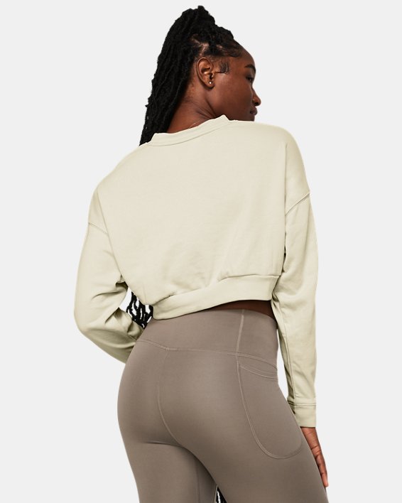 Women's UA Rival Terry Oversized Crop Crew in Brown image number 1